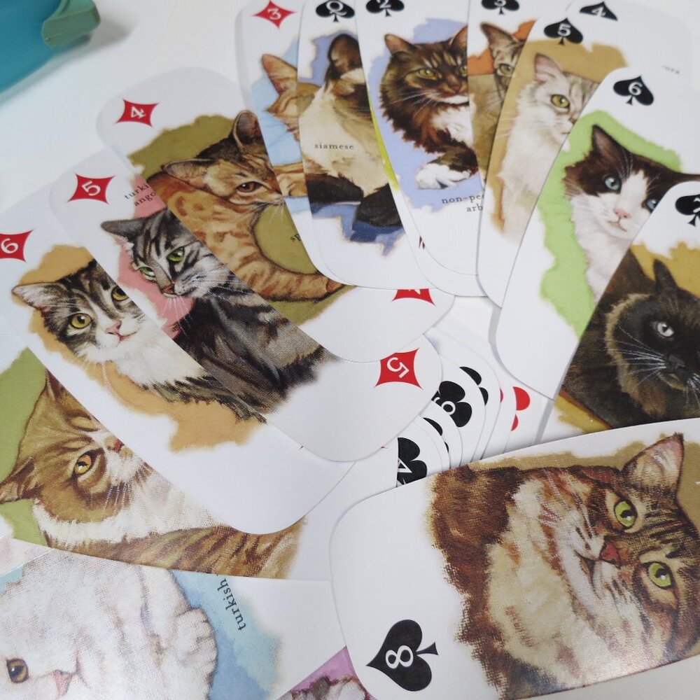 CAT 54 PLAYING CARDS DECK in original CAT case Vintage